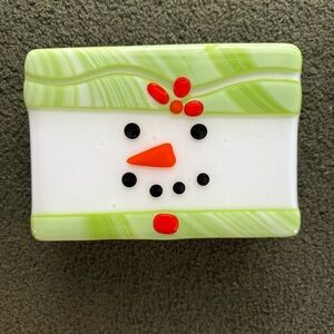 Handmade Slump Glass Stained Glass Christmas Cars Holder Snowman Collector